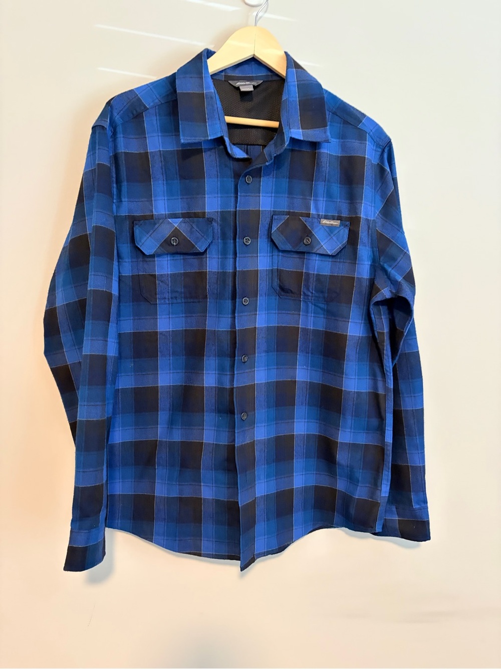 Eddie Bauer Men's Blue Plaid Button-Up Shirt